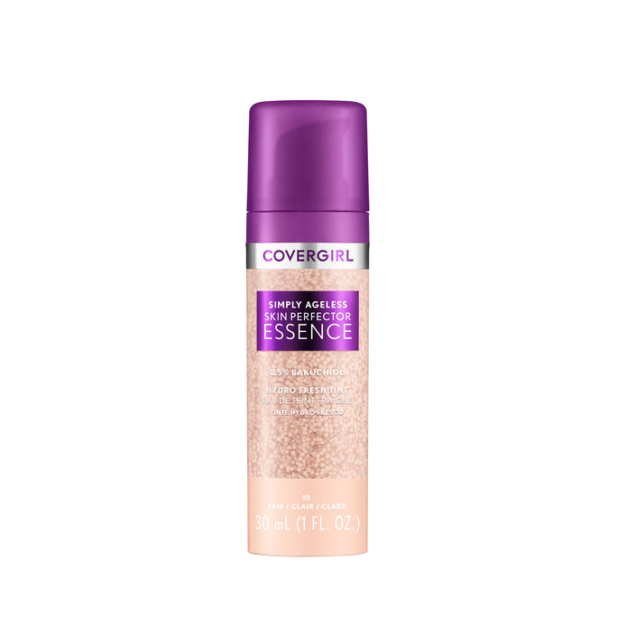 Covergirl Simply Ageless Skin Perfector Essence Foundation, Tinted Skin Perfector, Skincare Makeup Hybrid, Sheer Tint, Radiant Finish, Skin-Like Finish, Vegan Formula, 1.05oz