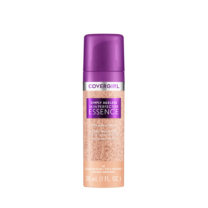 Covergirl Simply Ageless Skin Perfector Essence Foundation, Tinted Skin Perfector, Skincare Makeup Hybrid, Sheer Tint, Radiant Finish, Skin-Like Finish, Vegan Formula, 1.05oz