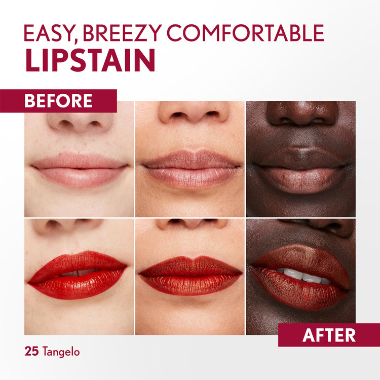 Non-drying, lightweight buildable lipstain that stays put, doesn’t feel tight and feels fresh all day. In just 1 swipe, color glides on smooth and precision pen allows for an effortless application. Try this stain as a lip liner for your perfect lip combo look.