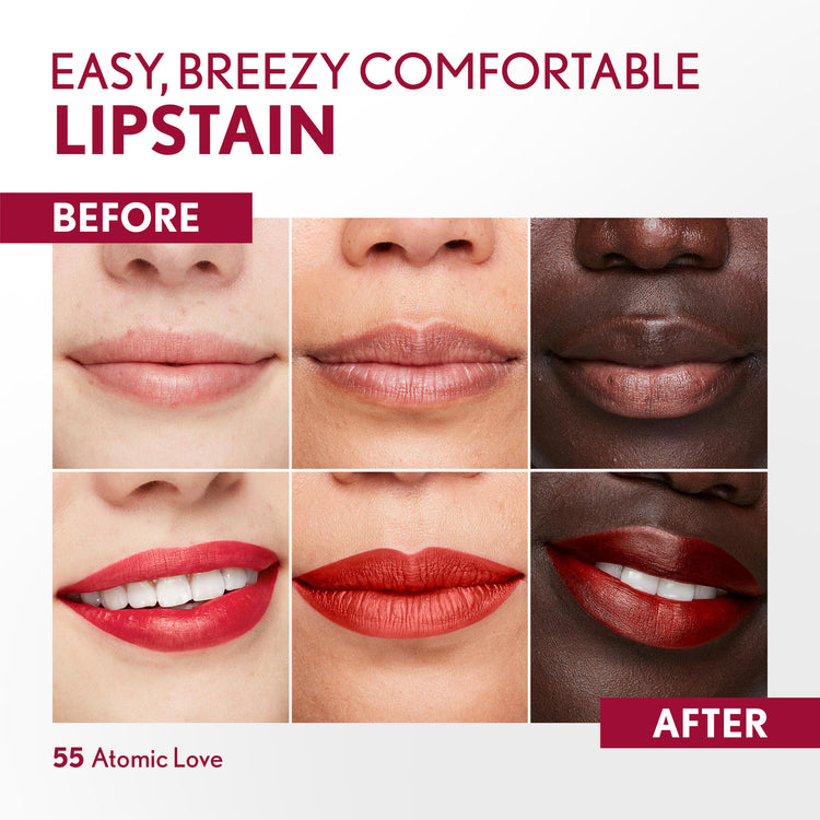 Non-drying, lightweight buildable lipstain that stays put, doesn’t feel tight and feels fresh all day. In just 1 swipe, color glides on smooth and precision pen allows for an effortless application. Try this stain as a lip liner for your perfect lip combo look.