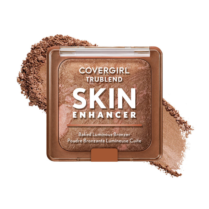 Get a “just-off-the-beach” glow with the COVERGIRL TruBlend Skin Enhancer Baked Luminous Bronzer. Swirled with two shades for unique, multidimensional, sun-kissed warmth and a luminous finish. Baked with Hyaluronic Acid and White Rose Extract to help hydrate and soothe skin. Available in 4 shades.