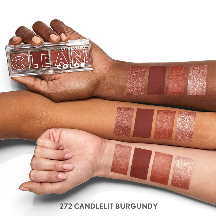 Soft as a cloud, with COVERGIRL Clean Fresh Clean Color Eyeshadow what you see is exactly what you get. Universally flattering, this eyeshadow boasts 3 different finishes that glide effortlessly onto your skin in one swift swipe. The sky is the limit with these matte, metallic and shimmer shades!