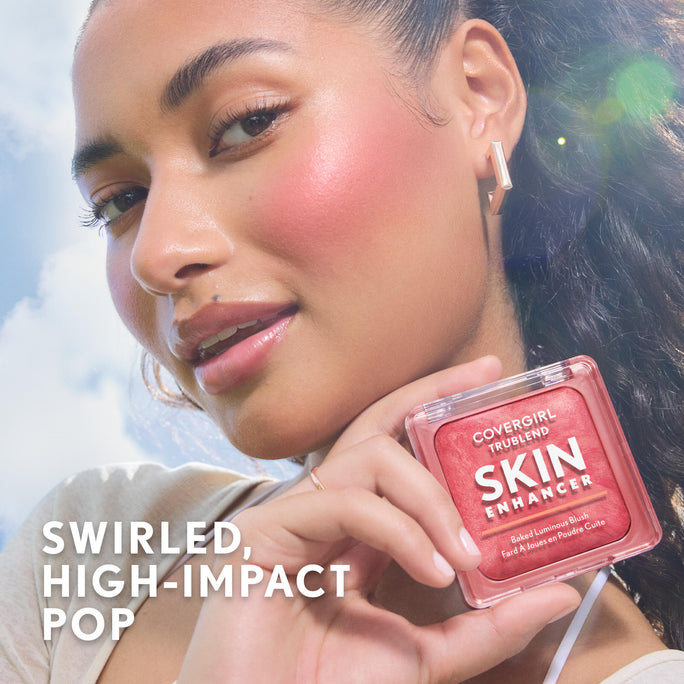 Get cheeky with the TruBlend Skin Enhancer Baked Luminous Blush. Swirled with two shades for unique, multidimensional, high-impact pop and a luminous finish. Baked with Hyaluronic Acid and White Rose Extract to help hydrate and soothe skin. Available in 4 shades.