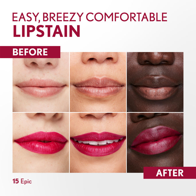 Non-drying, lightweight buildable lipstain that stays put, doesn’t feel tight and feels fresh all day. In just 1 swipe, color glides on smooth and precision pen allows for an effortless application. Try this stain as a lip liner for your perfect lip combo look.