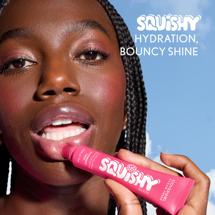Get squishy hydration and bouncy shine with Clean Fresh Squishy GlazeTM Lip  Butter Balm. This tinted glaze bursting with irresistibly squishy flavor delivers up to 9 hours of hydration. Lips look fuller, plump and supple smooth. The buttery formula, infused with Essential Fatty Acids, Hyaluronic Acid, Shea Butter, and